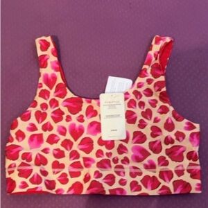 Fabletics Pink and Red Heart Sports Bra